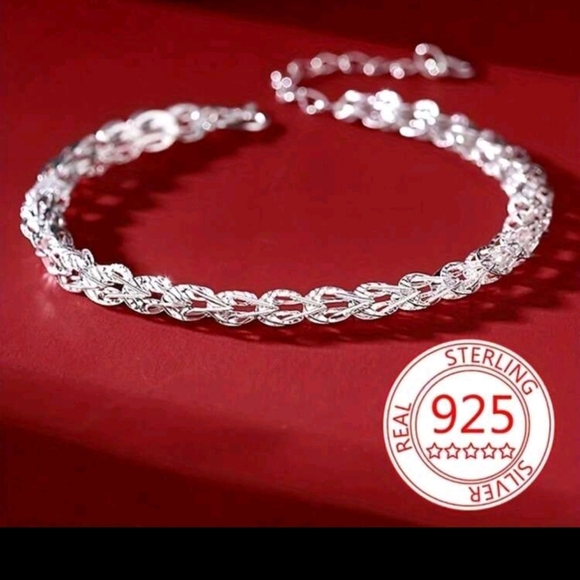 Elegant S925 Sterling Silver Plated Phoenix Tail Link Chain Bracelet 7"+extender - Picture 2 of 9